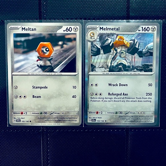 POKÉMON CARDS 2024 SCARLET & VIOLET: STELLAR CROWN - MELTAN 102 AND MELMETAL 104 - Picture 1 of 10
